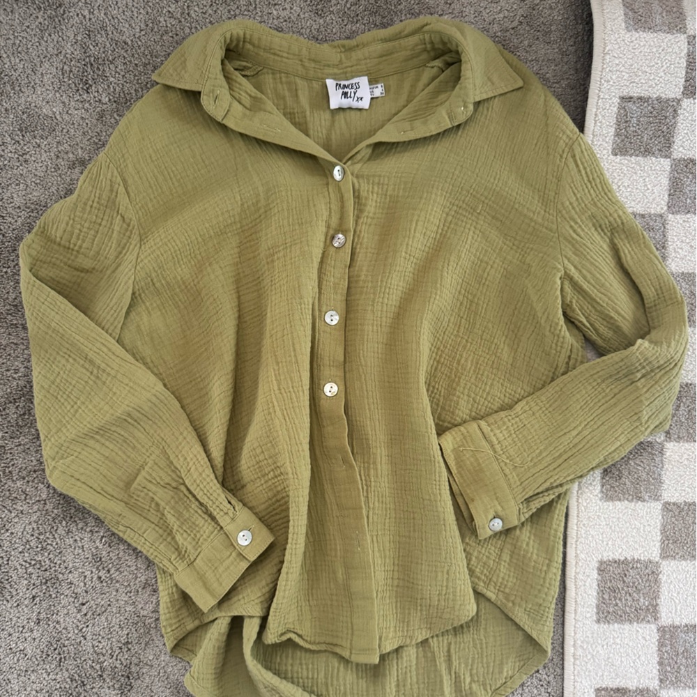 Princess Polly Green Button Down